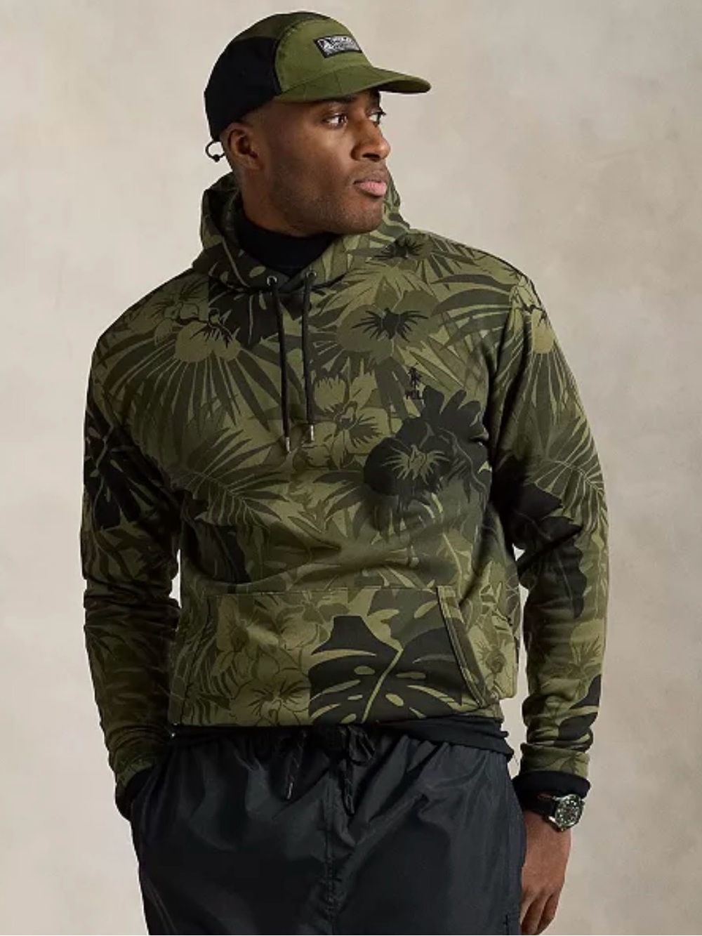 Polo Ralph Lauren Men's Palm Camo Double-Knit Hoodie Sweatshirt Green XLT